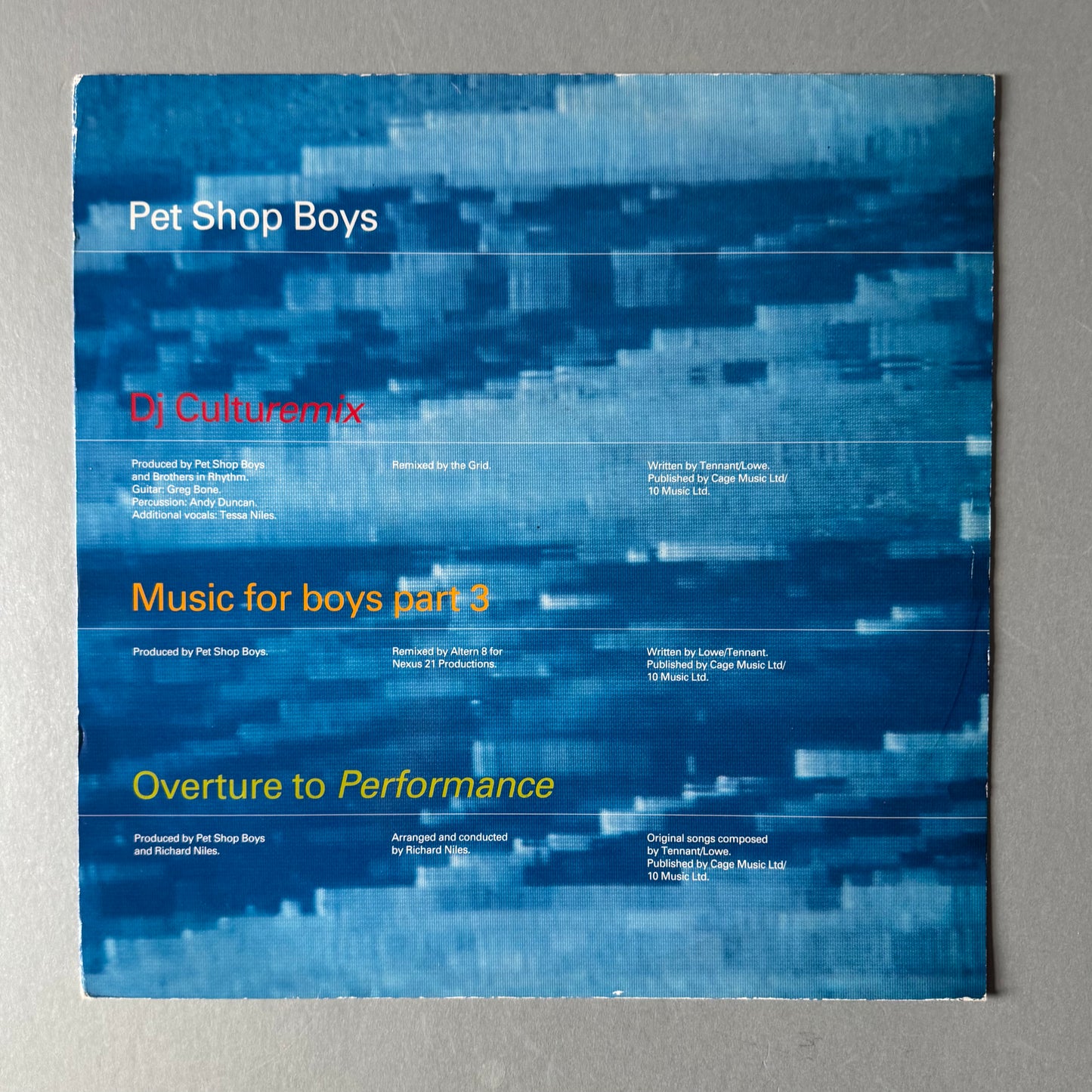 Pet Shop Boys DJ Culturemix UK 12" single