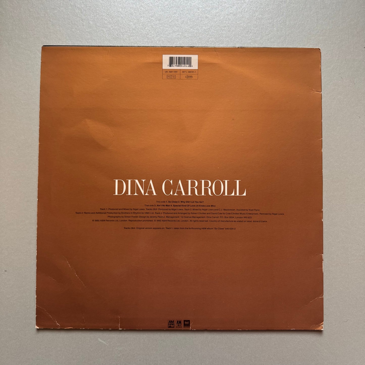 Dina Carroll So Close UK 12” single