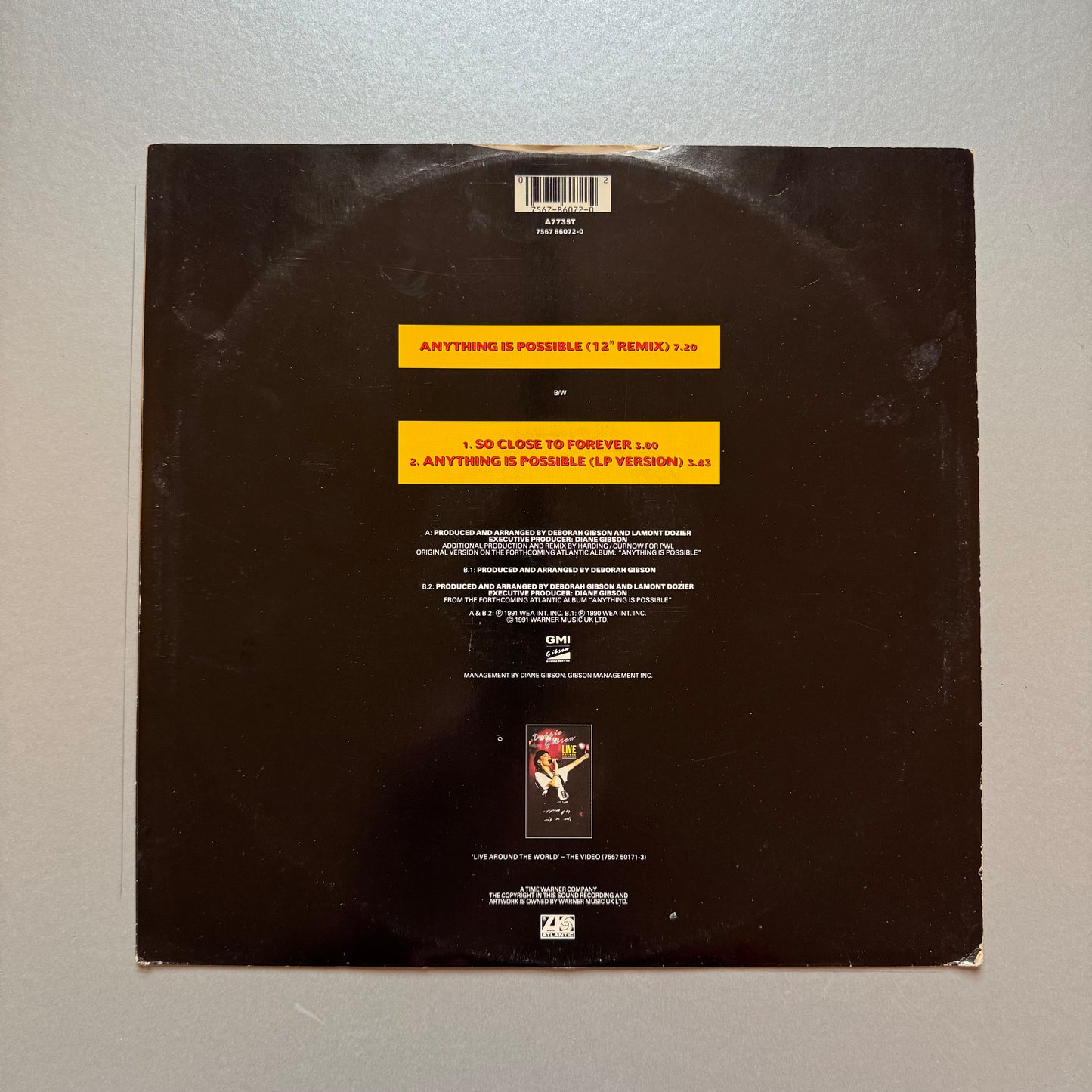 Debbie Gibson Anything is Possible UK 12" single