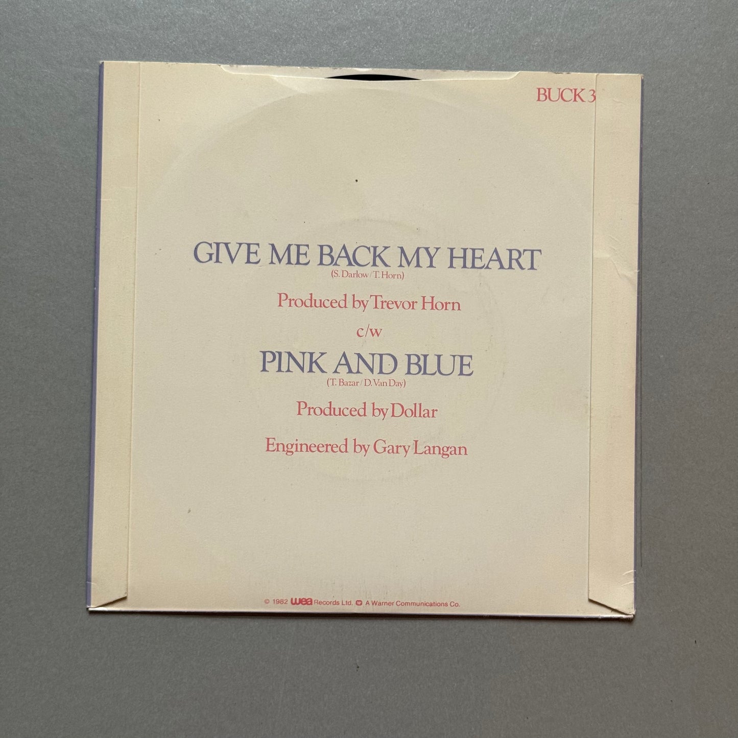 Dollar Give Me Back My Heart UK 7” single
