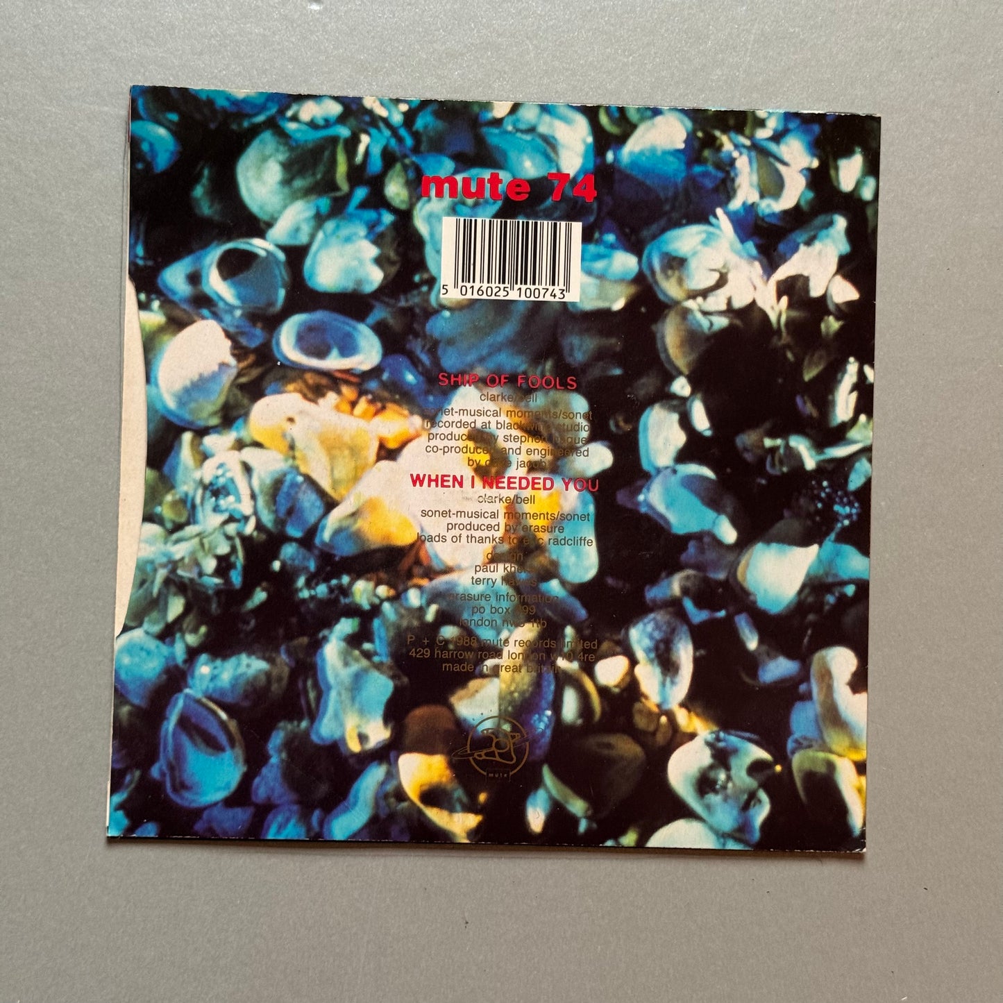 Erasure Ship of Fools UK 7” single