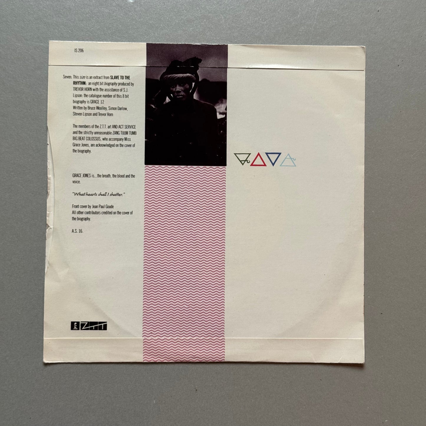 Grace Jones Slave to the Rhythm UK 7” single