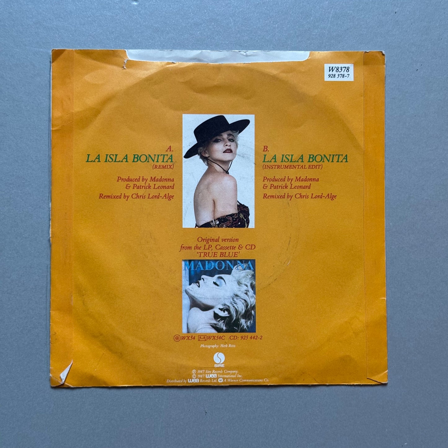 Madonna La Isla Bonita (Remix) UK 7” single