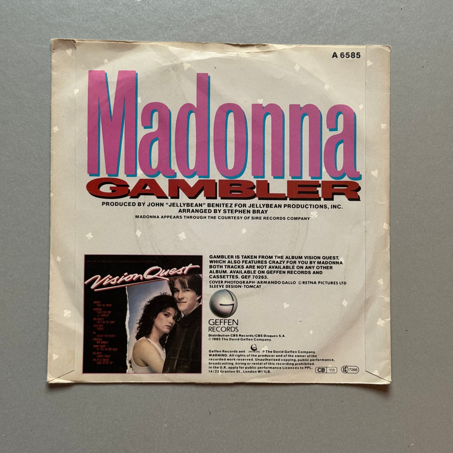 Madonna Gambler UK 7” single