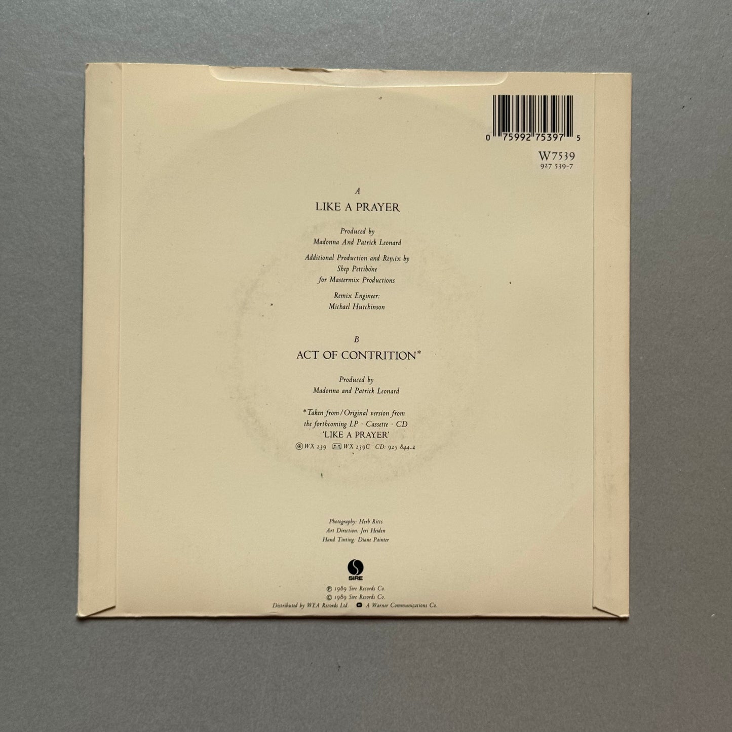 Madonna Like a Prayer UK 7” single