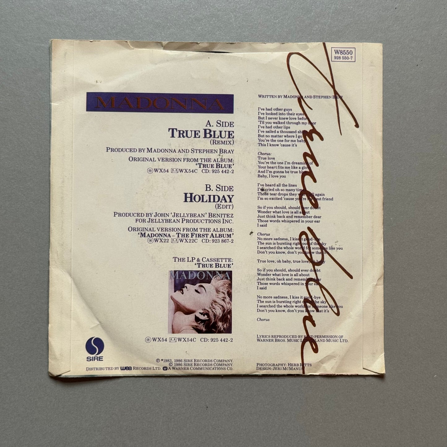 Madonna True Blue (Remix) UK 7” single