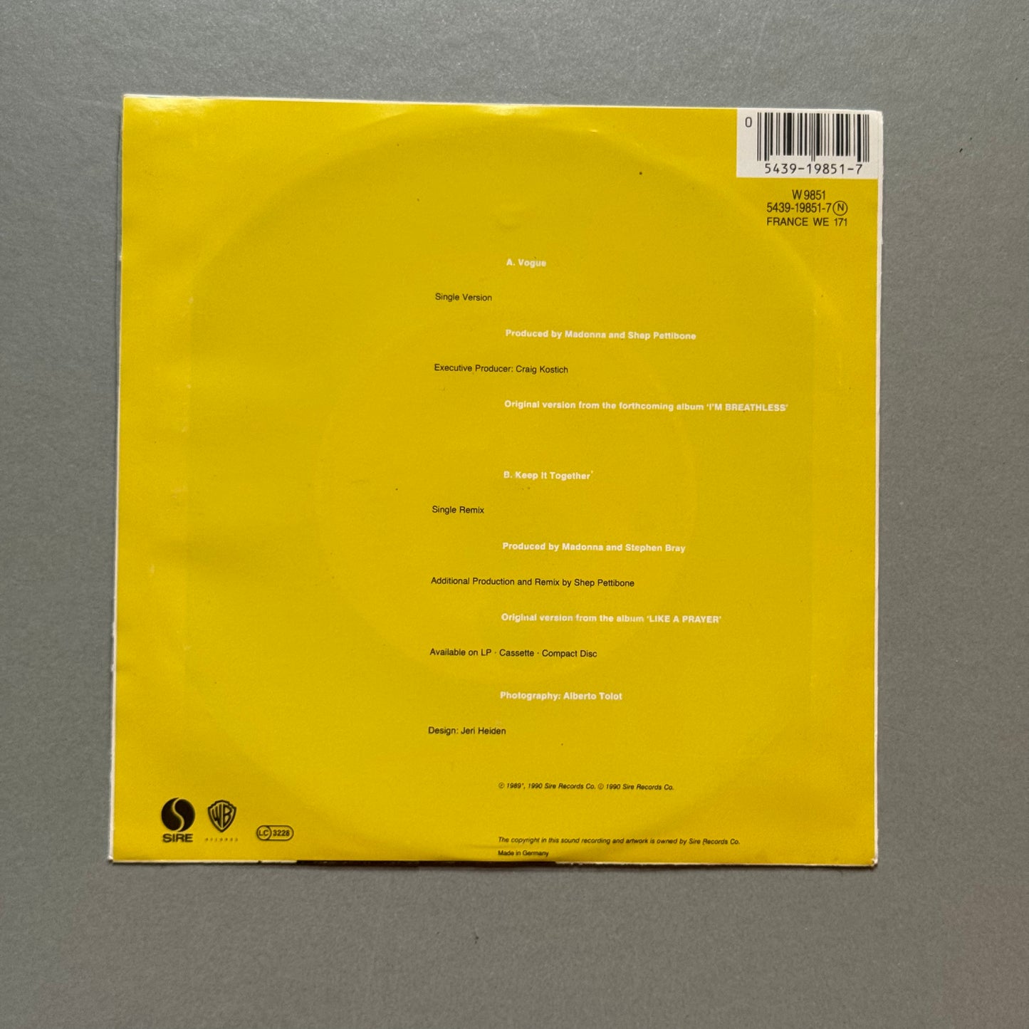 Madonna Vogue UK 7” single