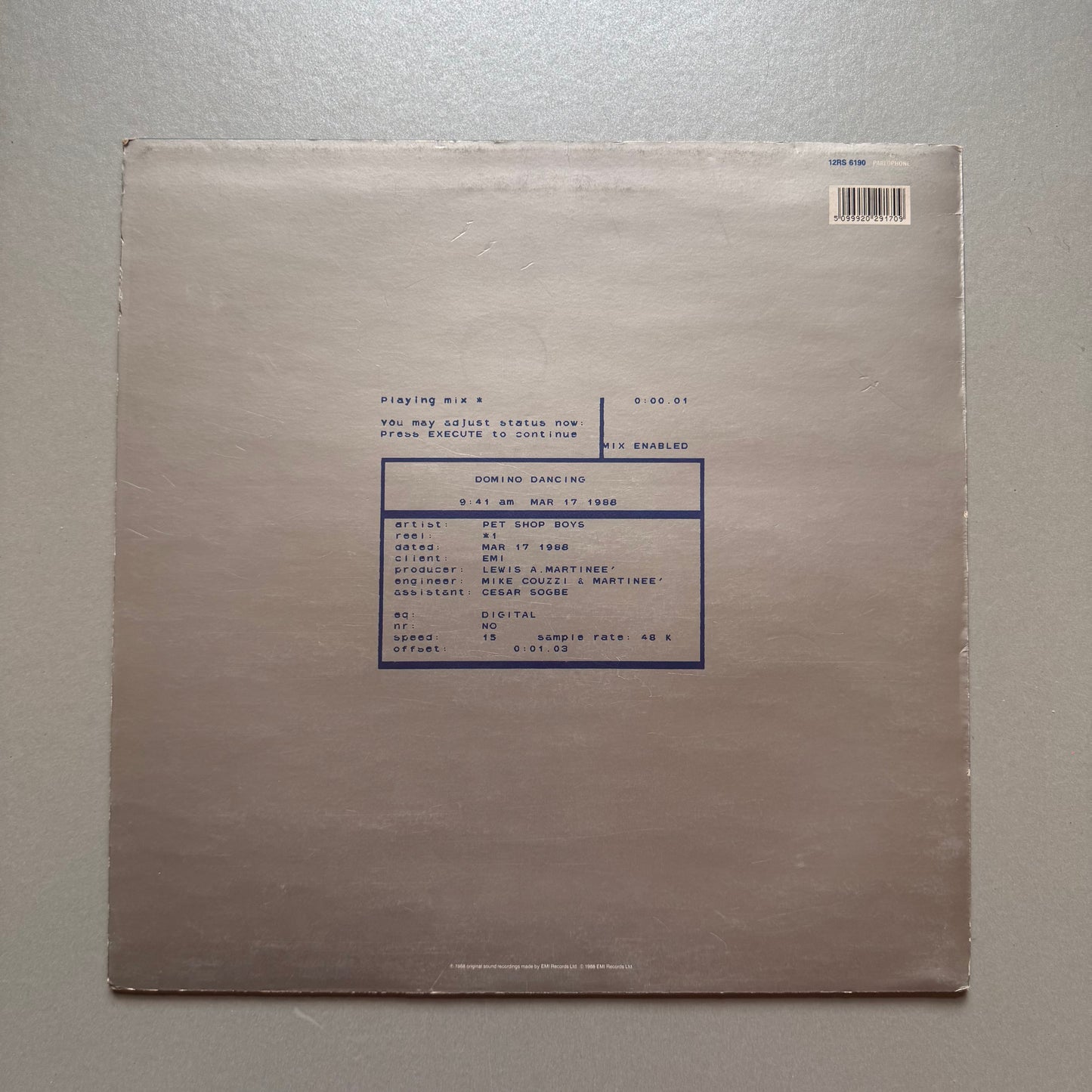 Pet Shop Boys Domino Dancing UK 12" single