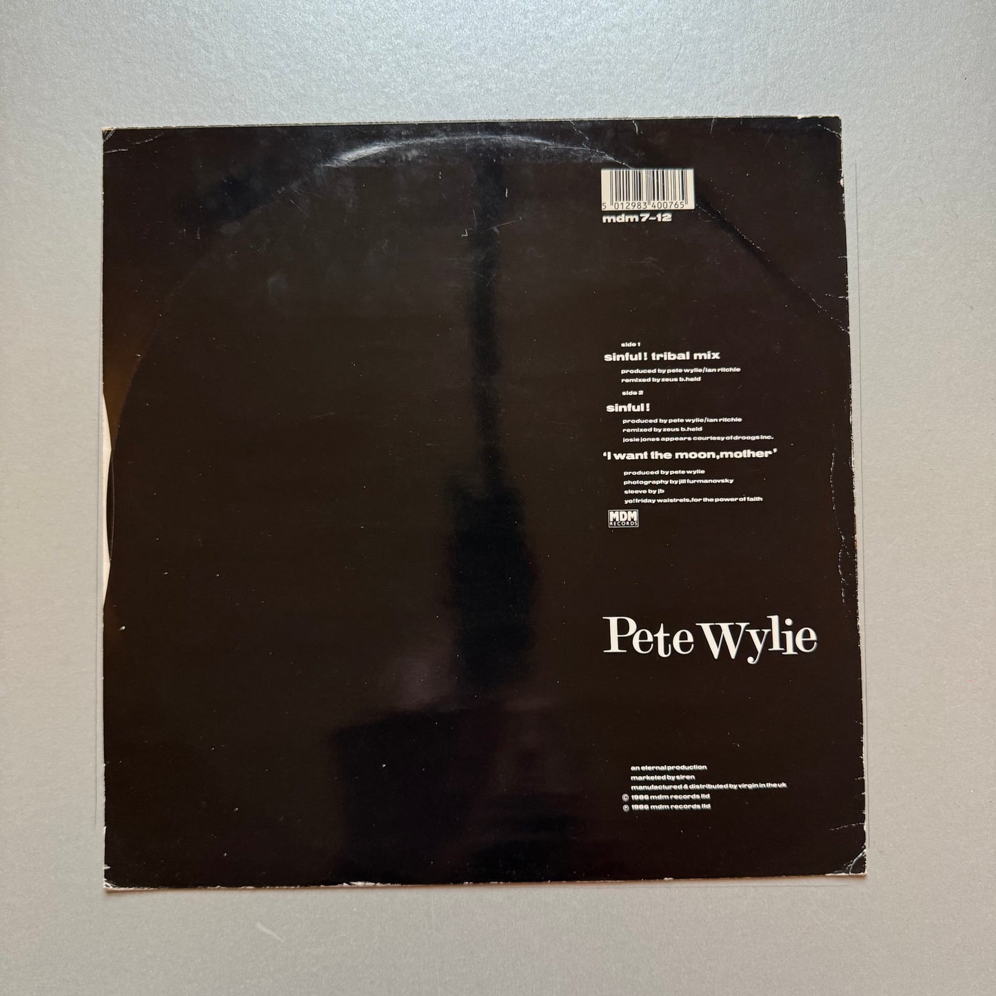 Pete Wylie Sinful! UK 12" single