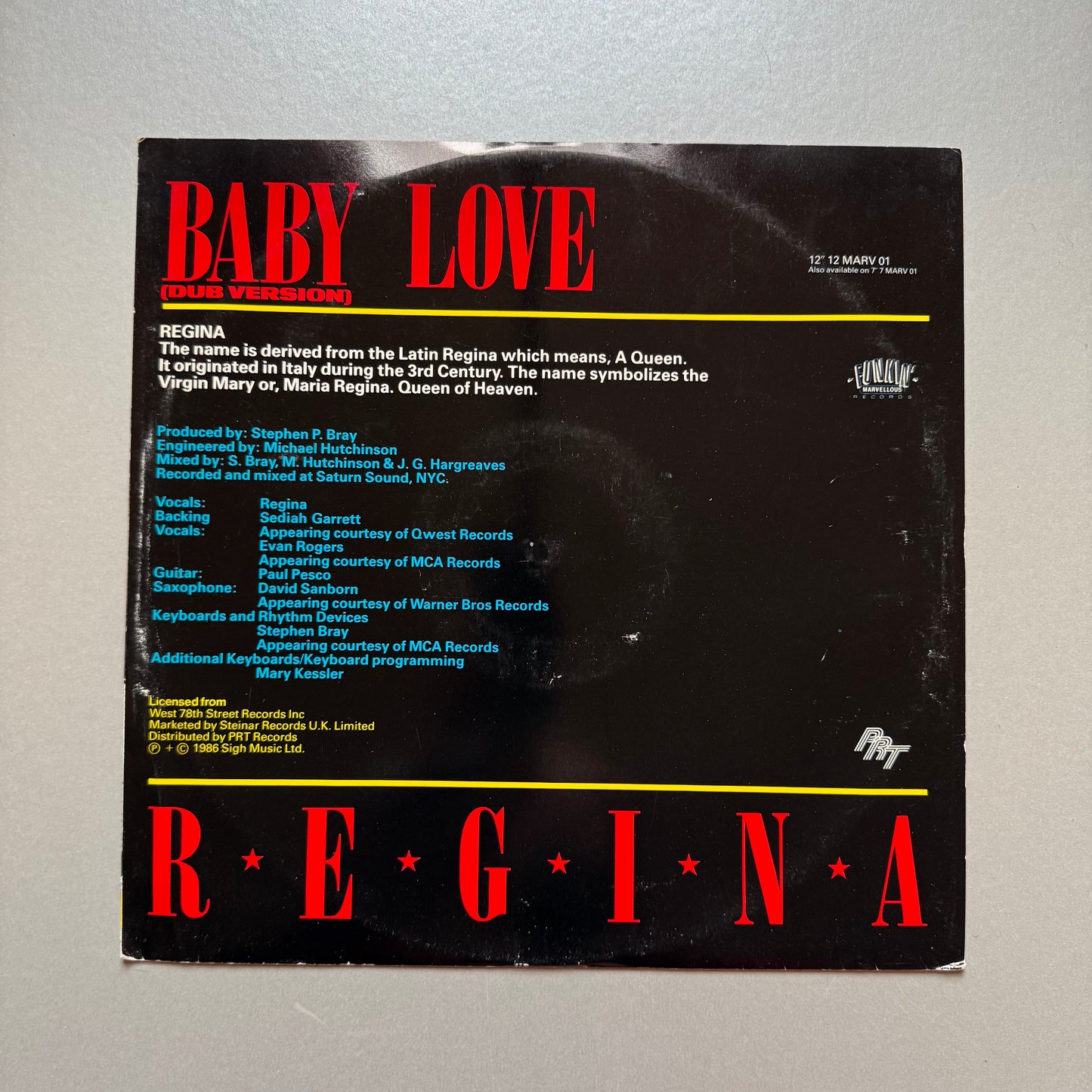 Regina Baby Love UK 12" single