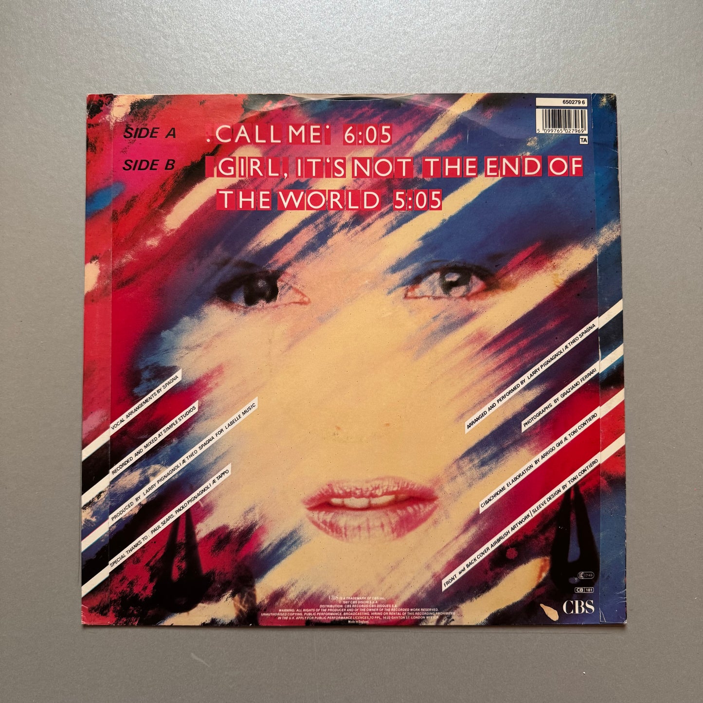 Spagna Call Me UK 12" single