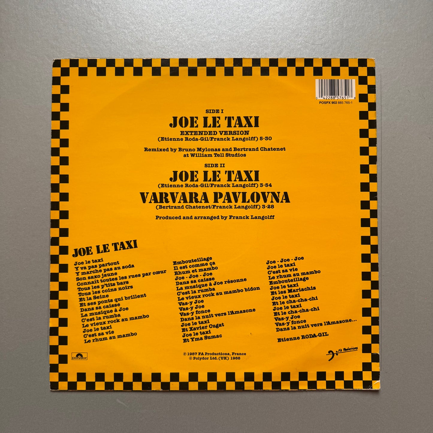 Vanessa Paradis Joe le Taxi UK 12" single