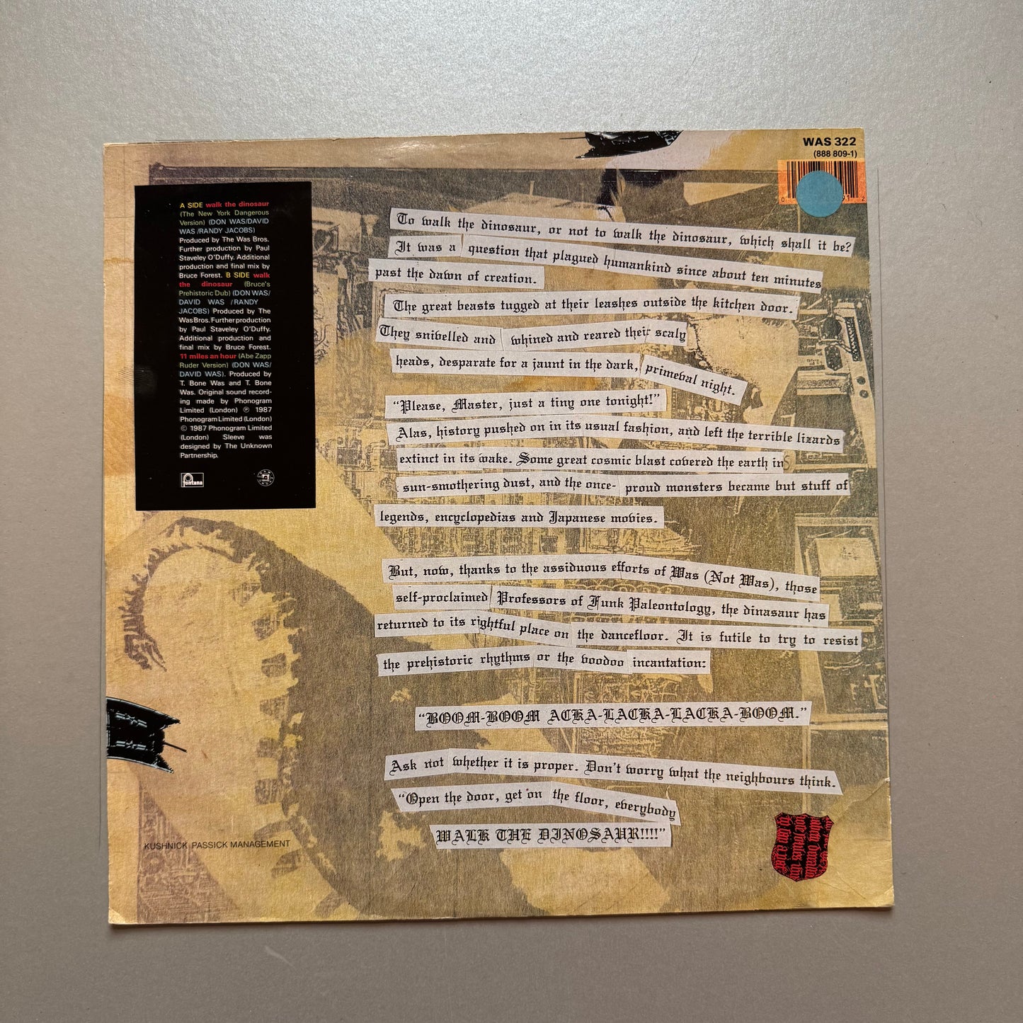 Was Not Was Walk the Dinosaur UK 12" single